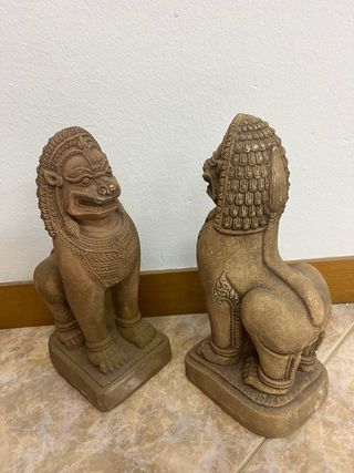 Pareja Leones Piedra Tailandia