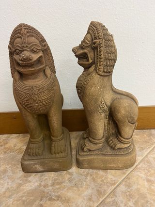 Pareja Leones Piedra Tailandia