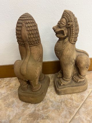 Pareja Leones Piedra Tailandia