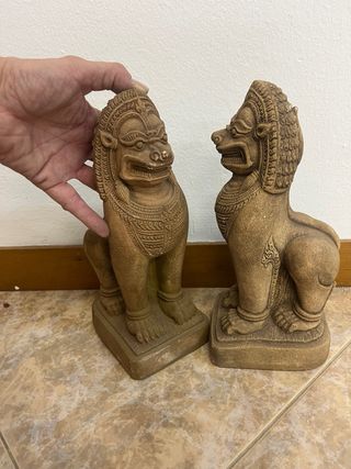 Pareja Leones Piedra Tailandia