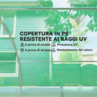 Invernadero de Jardín en Túnel 4X3X2 M con Red Sombreante, Invernadero para Huerto 8 Ventanas, 2 Puertas y Paredes Laterales Enrollables, Estructura de Acero y Cubierta PE, para Verduras Flores, Verde