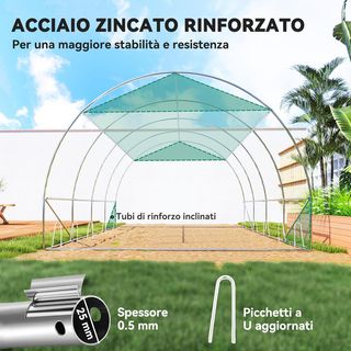 Invernadero de Jardín en Túnel 4X3X2 M con Red Sombreante, Invernadero para Huerto 8 Ventanas, 2 Puertas y Paredes Laterales Enrollables, Estructura de Acero y Cubierta PE, para Verduras Flores, Verde