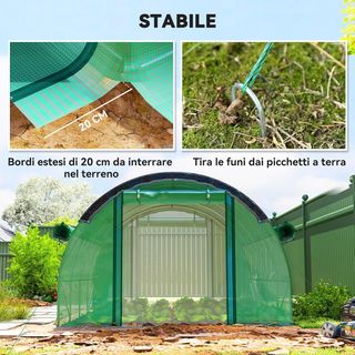 Invernadero de Jardín en Túnel 4X3X2 M con Red Sombreante, Invernadero para Huerto 8 Ventanas, 2 Puertas y Paredes Laterales Enrollables, Estructura de Acero y Cubierta PE, para Verduras Flores, Verde