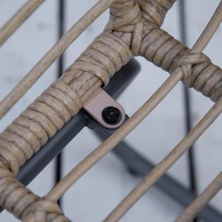 Set di mobili da giardino in rattan PE da 4 pezzi, soggiorno esterno stile boho con 2 poltrone, divano e tavolino con piano