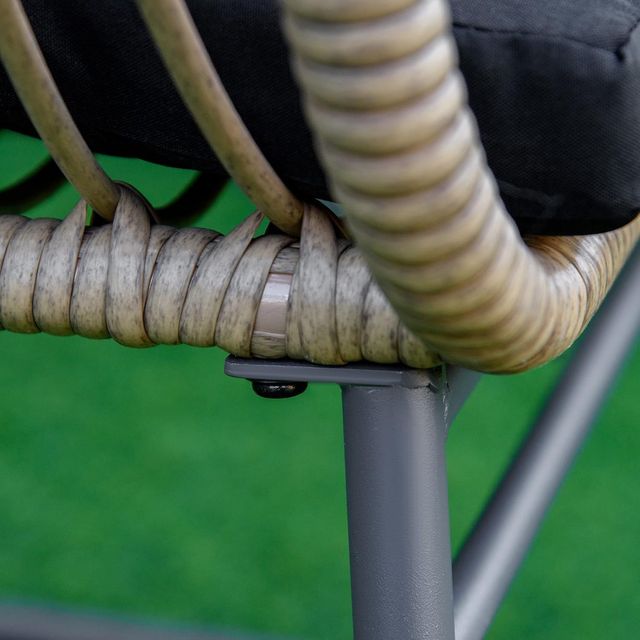 Conjunto de Muebles de Jardín de Rattan PE de 4 Piezas, Salón de Exterior Estilo Boho con 2 Sillones, Sofá y Mesa con Tapa