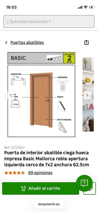 Puerta tono Roble