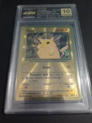 Pikachu metal gold card AGM 10 pristine.