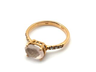 sortija oro 18k con piedra con cuarzo,diamante