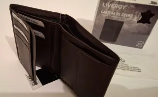 Cartera de cuero LIVERGY marrón
