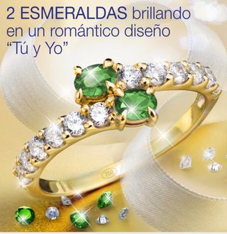 Anillo Dueto Esmeraldas Oro 18k