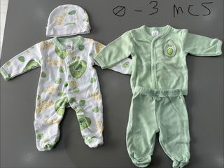 Pijama y gorro bebé aguacate 0-3 meses