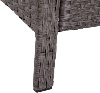 Set di mobili da giardino con 2 poltrone, 2 pouf e 1 tavolo in vetro temperato in rattan grigio