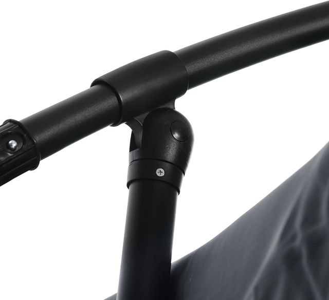 Sombrilla Descentrada 3X3 M Con Mosquitera, Base en Cruz, Salidas de Aire y Manivela, Sombrilla de Jardín Inclinable y Giratoria a 360° en Acero y Poliéster, Protección UV, Gris Oscuro