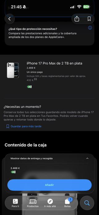 iPhone 17 Pro Max Plata 2TB eSIM