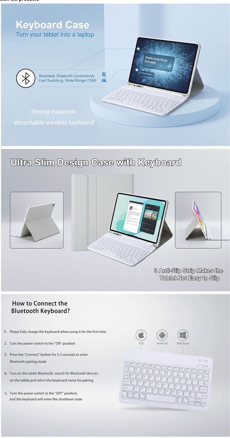NUEVO! Funda Teclado Samsung Galaxy Tab A11+/A9+ afbeelding 10