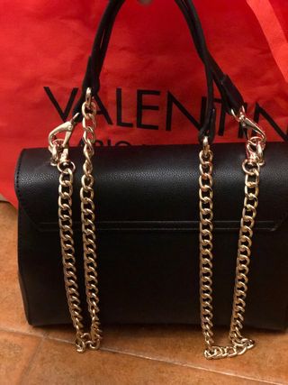 Bolso Valentino Negro Piel Cadena Dorada