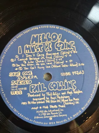 Phil Collins Hello I Must Be Going! Vinilo LP