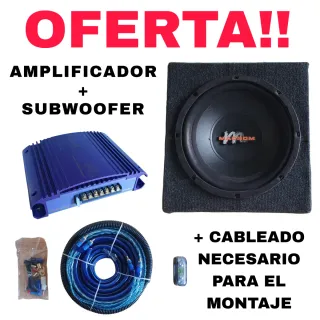 PACK SUBWOOFER + AMPLIFICADOR + CABLEADO COMPLETO