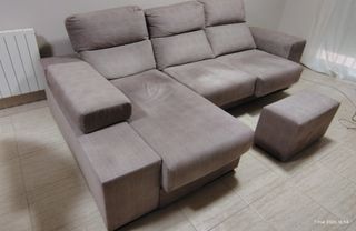 Sofá chaise longue beige tela