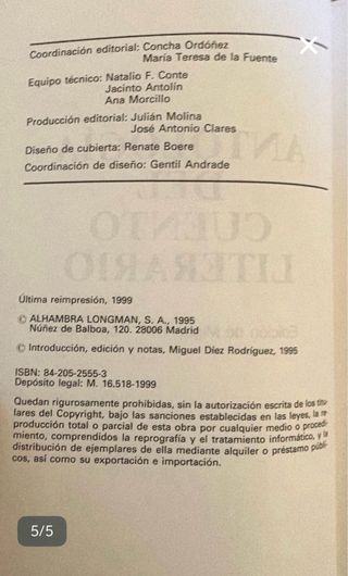 Al antalogía al cuento literario n/e