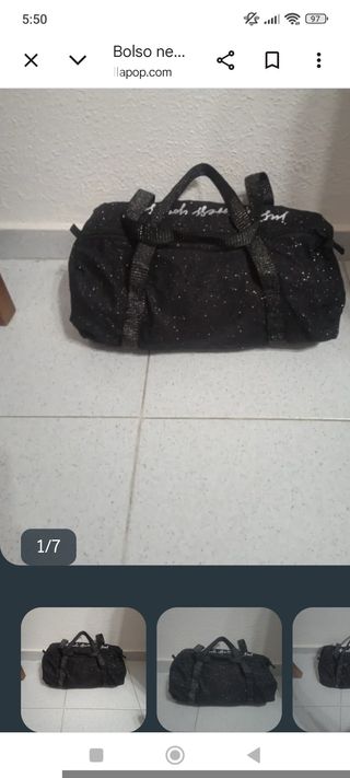 Bolso Negro Purpurina Mujer