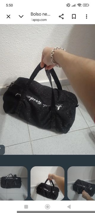 Bolso Negro Purpurina Mujer