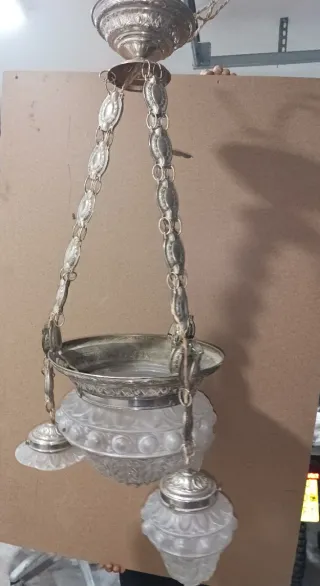 Lámpara de techo vintage metal y cristal