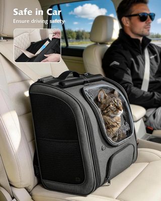 PECUTE mochila gato XL Hasta 7Kg burbuja Gris