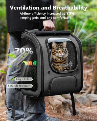 PECUTE mochila gato XL Hasta 7Kg burbuja Gris