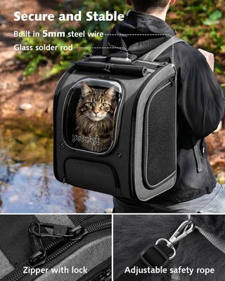 PECUTE mochila gato XL Hasta 7Kg burbuja Gris