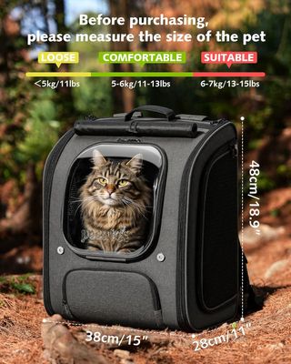 PECUTE mochila gato XL Hasta 7Kg burbuja Gris