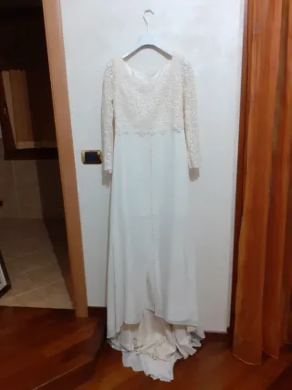 Abito Sposa Seta Raso Pizzo