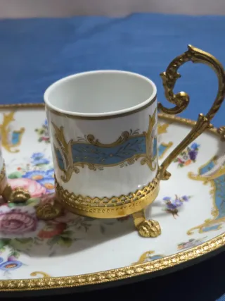 Vassoio e 2 Tazze Porcellana Limoges