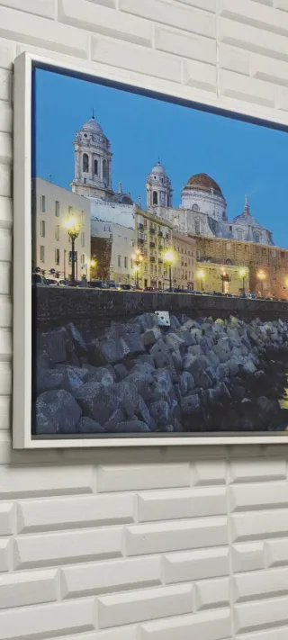 Cuadro Lienzo Cádiz Marco Madera Blanca