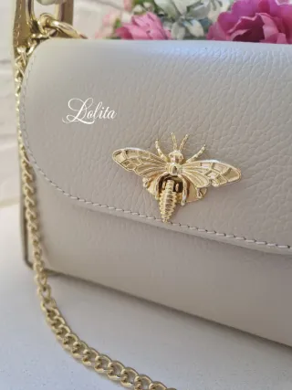 Bolso piel Beige Abeja