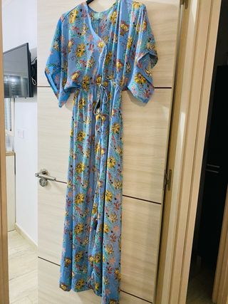Vestido estampado floral azul talla S