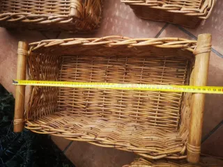 Conjunto 5 cestos mimbre natural madera