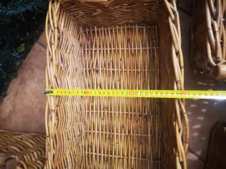 Conjunto 5 cestos mimbre natural madera