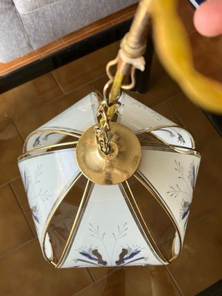 Lampadario vintage Art Déco vetro e metallo