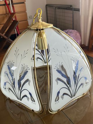 Lampadario vintage Art Déco vetro e metallo