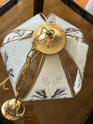 Lampadario vintage Art Déco vetro e metallo