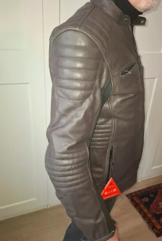 Giacca in pelle uomo marrone