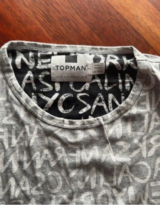 T-shirt Topman grigia stampa lettere taglia XS