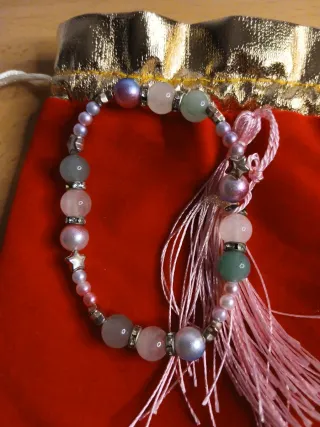 2 Pulseras Aventurina y Amatista Doradas