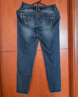 Pantalón Vaquero Desgastado Azul