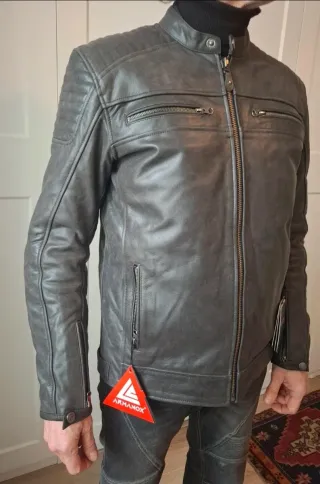 Giacca in pelle uomo grigia L