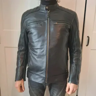 Giacca in pelle uomo nera