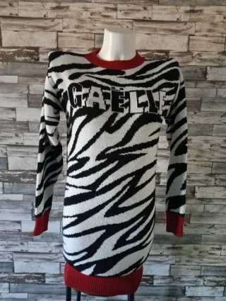 Abito fantasia zebra con scritte Gaelle