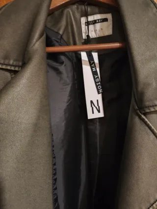 Cazadora Biker Piel Sintética Verde Militar NOISY