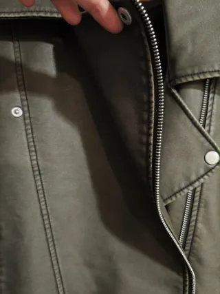 Cazadora Biker Piel Sintética Verde Militar NOISY